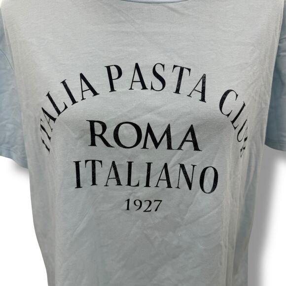 NEW Grayson Threads Light Blue Italy Pasta Club Graphic Tee Boxy Crop Shirt NWT - Picture 3 of 7